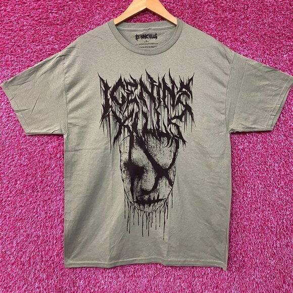 Ice Nine Inch Kills Silence Mask Rock Green Tee size Large - Picture 1 of 4